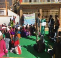 Participants standing together during a community event
