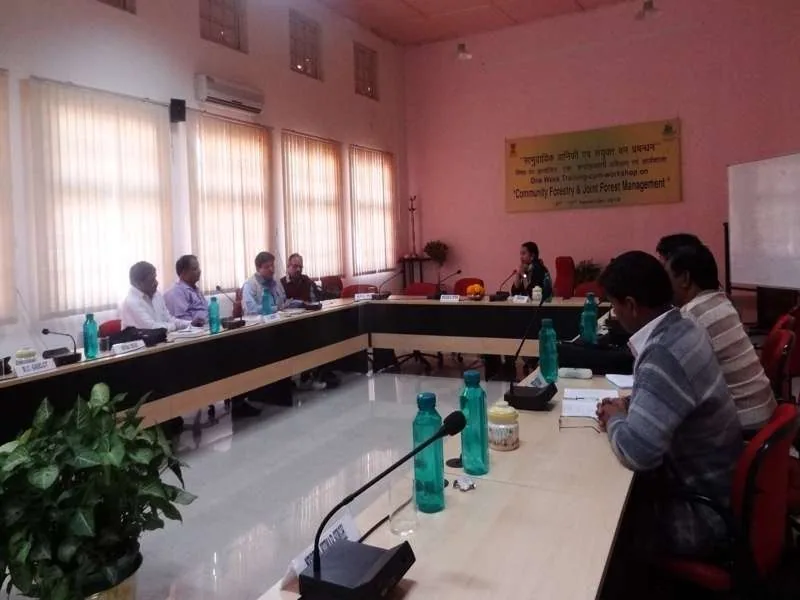 Forest officials and facilitators in a training room