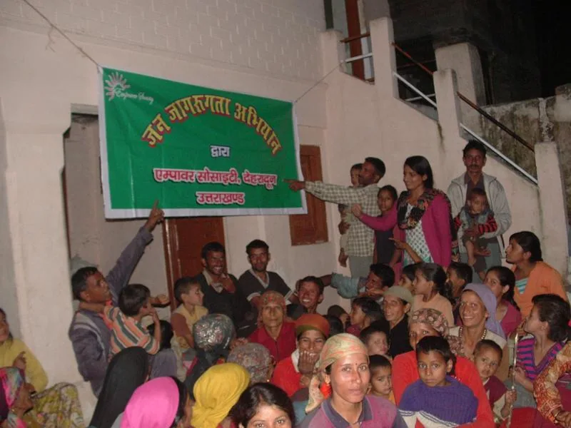 Facilitator addressing participants during the Jaunsar sensitization programme